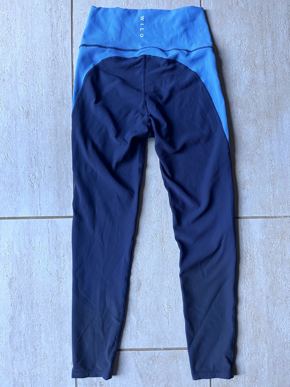 WILO Blue Colorblock High Rise Leggings Workout Yoga Pilates Size S